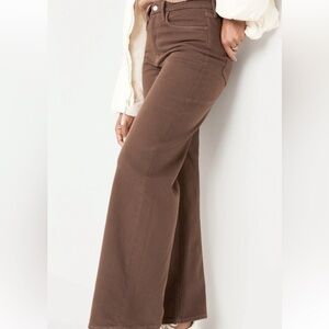 old navy sky high wide leg brown jeans